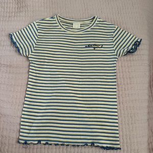 Zara girls yellow, blue stripe shirt